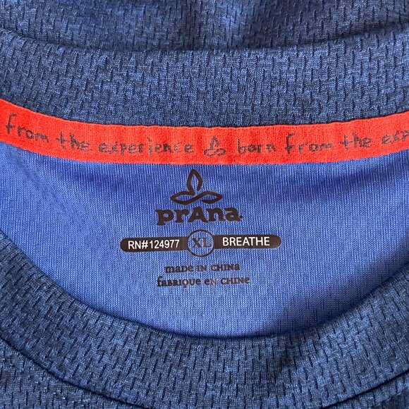 Prana Men XL Blue Short sleeve Crew Shirt Technical Athletic Workout Outdoor - Picture 9 of 9